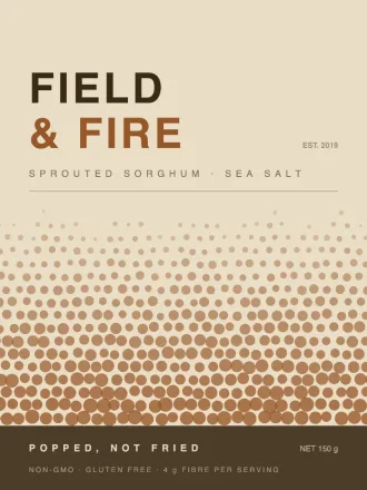 Flat front panel of the FIELD & FIRE stand-up pouch artwork, marked with four numbered readings