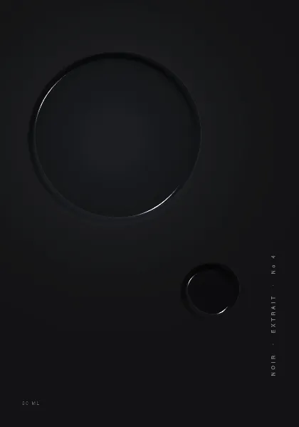 NOIR — a matte film wine label with a debossed disc and an offset gloss shadow